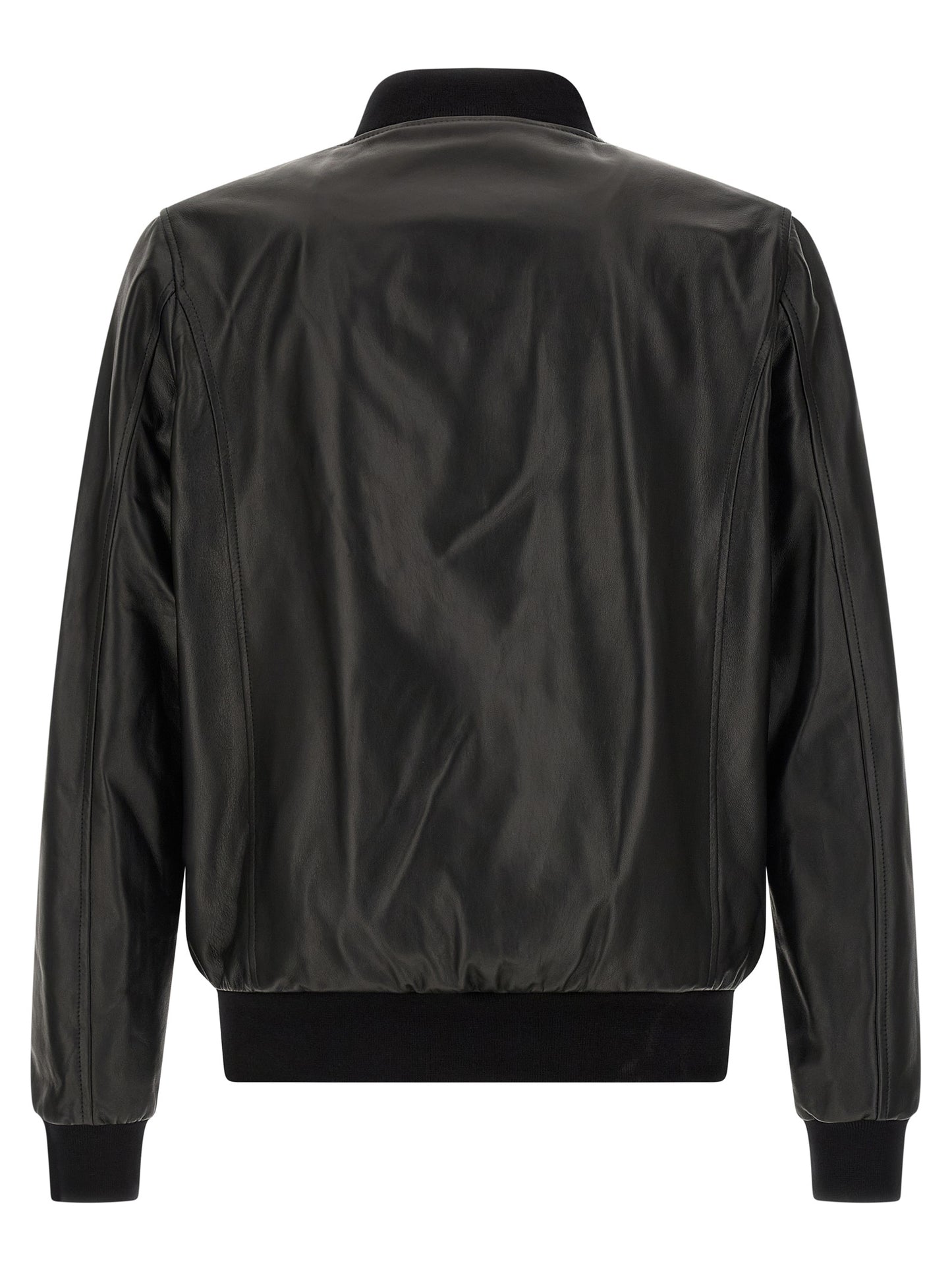Bomber Jacket by Philipp Plein for men in lambskin leather black features an contemporary silhouette, showcasing a sophisticated and contemporary pockets for a truly refined look.