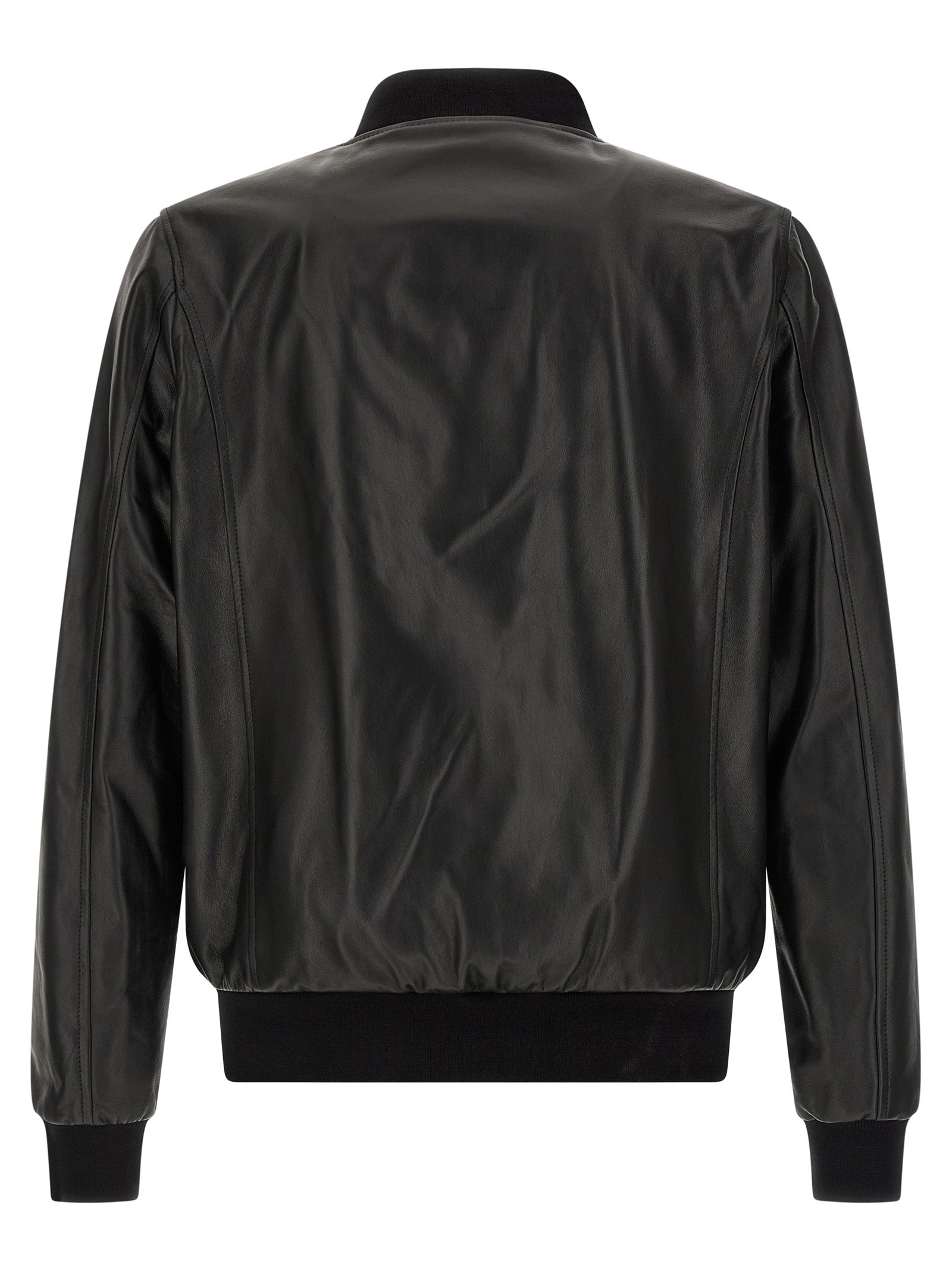 Bomber Jacket by Philipp Plein for men in lambskin leather black features an contemporary silhouette, showcasing a sophisticated and contemporary pockets for a truly refined look.