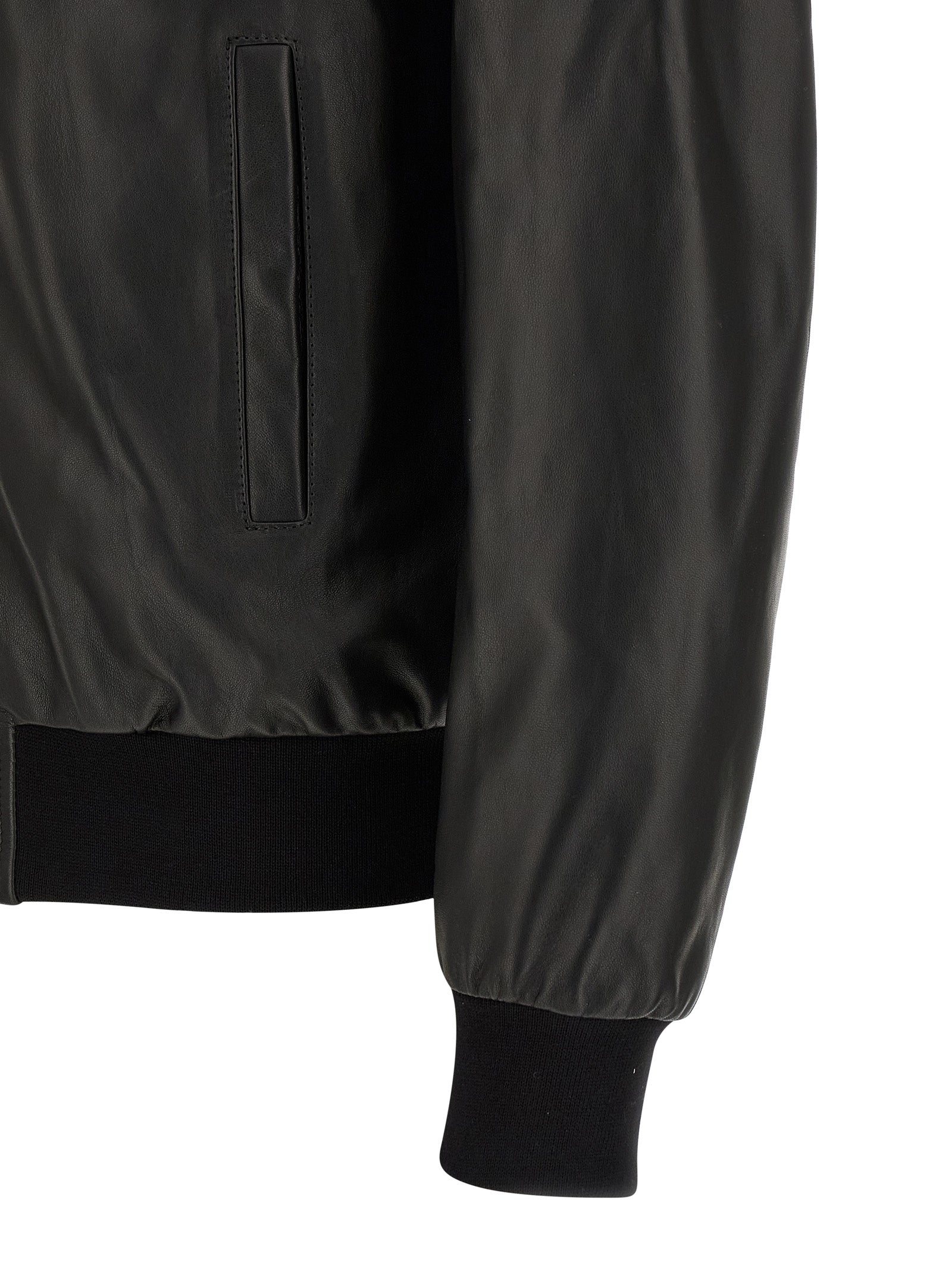 Bomber Jacket by Philipp Plein for men in lambskin leather black features a city-ready silhouette, detailed with pockets and a city-ready .
