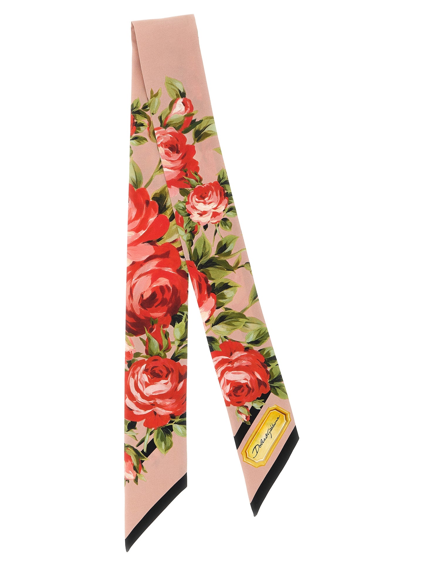 Scarf by Dolce & Gabbana for women in silk twill multicolor, pink, rose, patterned, floral & print showcases a warm silhouette from the Silk Twill Scarf collection, offering a warm drape that exudes sophisticated luxury.