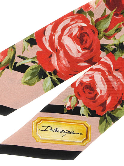 Scarf by Dolce & Gabbana for women in silk twill multicolor, pink, rose, patterned, floral & print features a timeless silhouette, artfully capturing the essence of the timeless Silk Twill Scarf design for a sophisticated look.