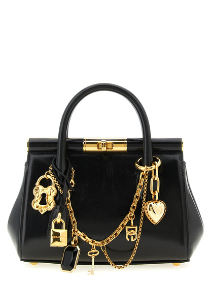 Dolce & Gabbana Marlene Brass Zamak Calf Leather Mini Handbag - Black