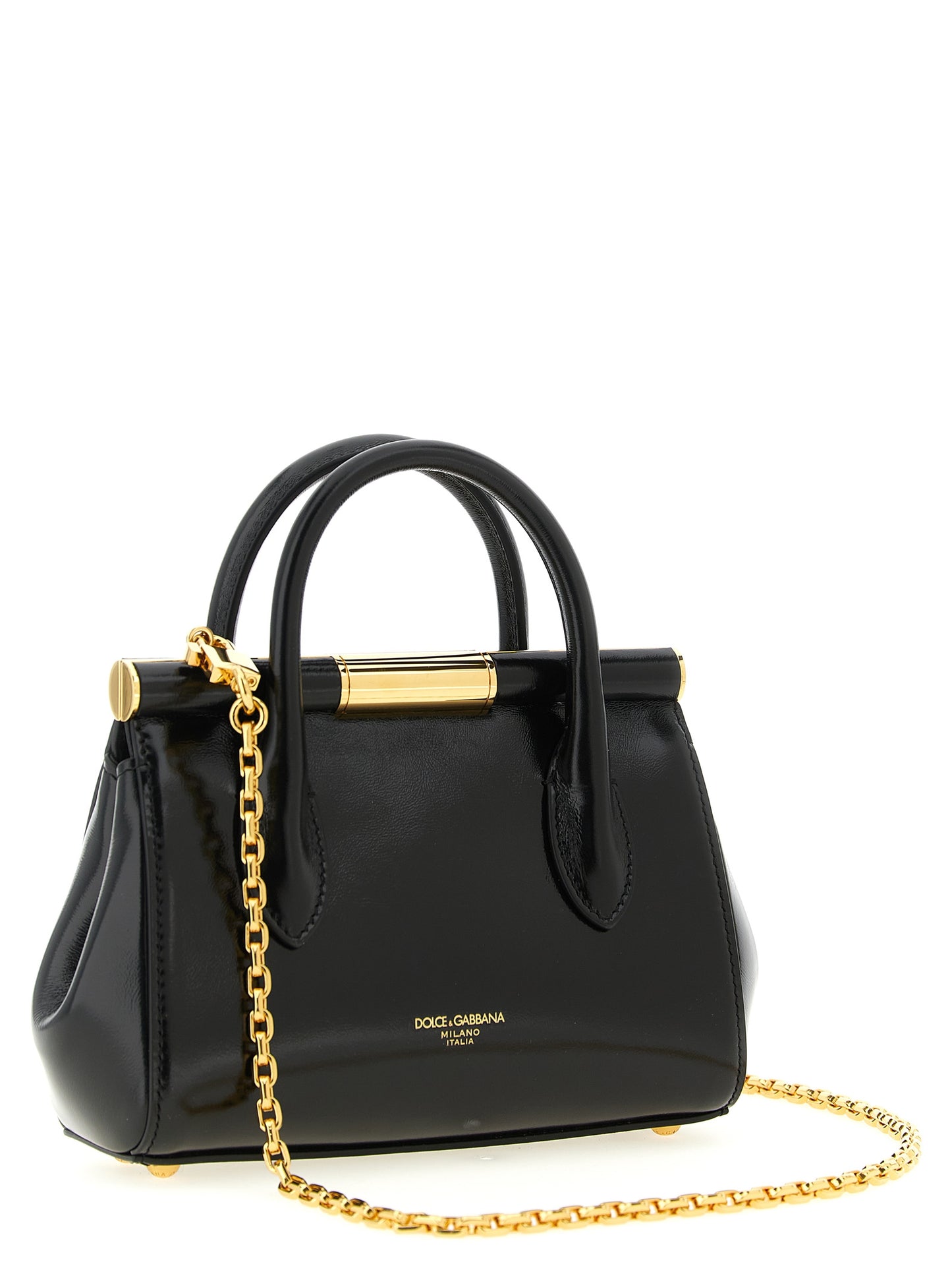 Dolce & Gabbana Marlene Brass Zamak Calf Leather Mini Handbag - Black