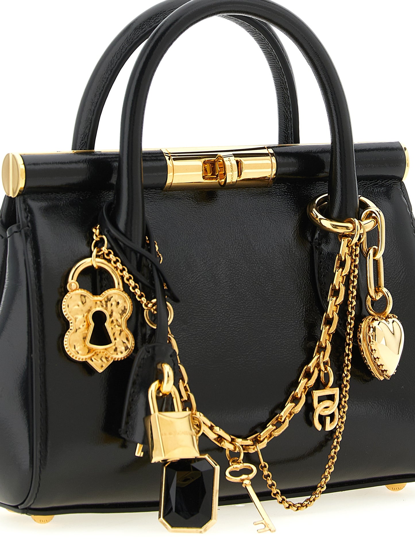 Dolce & Gabbana Marlene Brass Zamak Calf Leather Mini Handbag - Black