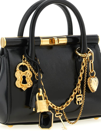 Dolce & Gabbana Marlene Brass Zamak Calf Leather Mini Handbag - Black