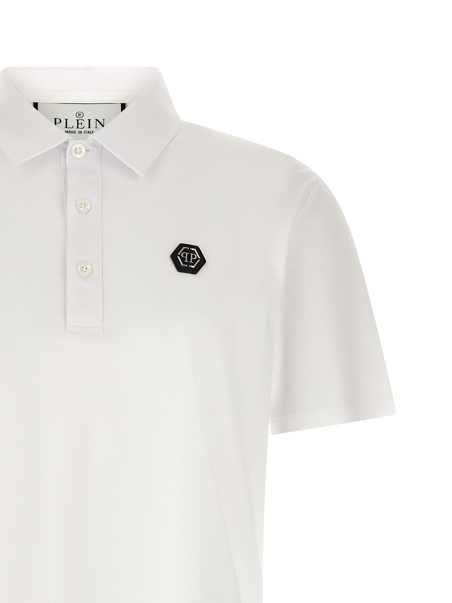 Polo Shirt by Philipp Plein for men in cotton white features a eye catching silhouette, showcasing a refined and for a eye catching finish.