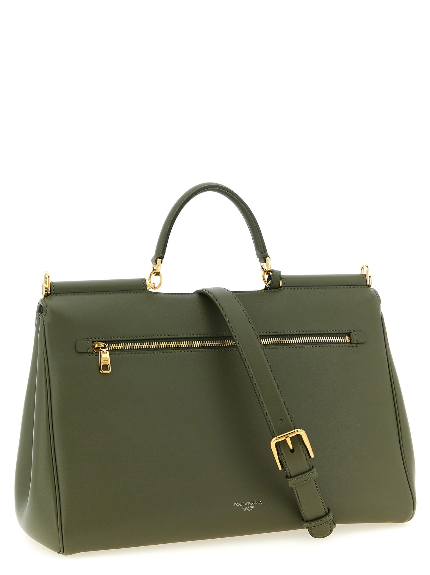 This Flap Handbag by Dolce & Gabbana for women in bos taurus calf suede leather and bicolour & green presents a sculptural silhouette featuring a secure flap & zipper, ample , and versatile shoulder-strap, adjustable-strap & handle for a sculptural finish.