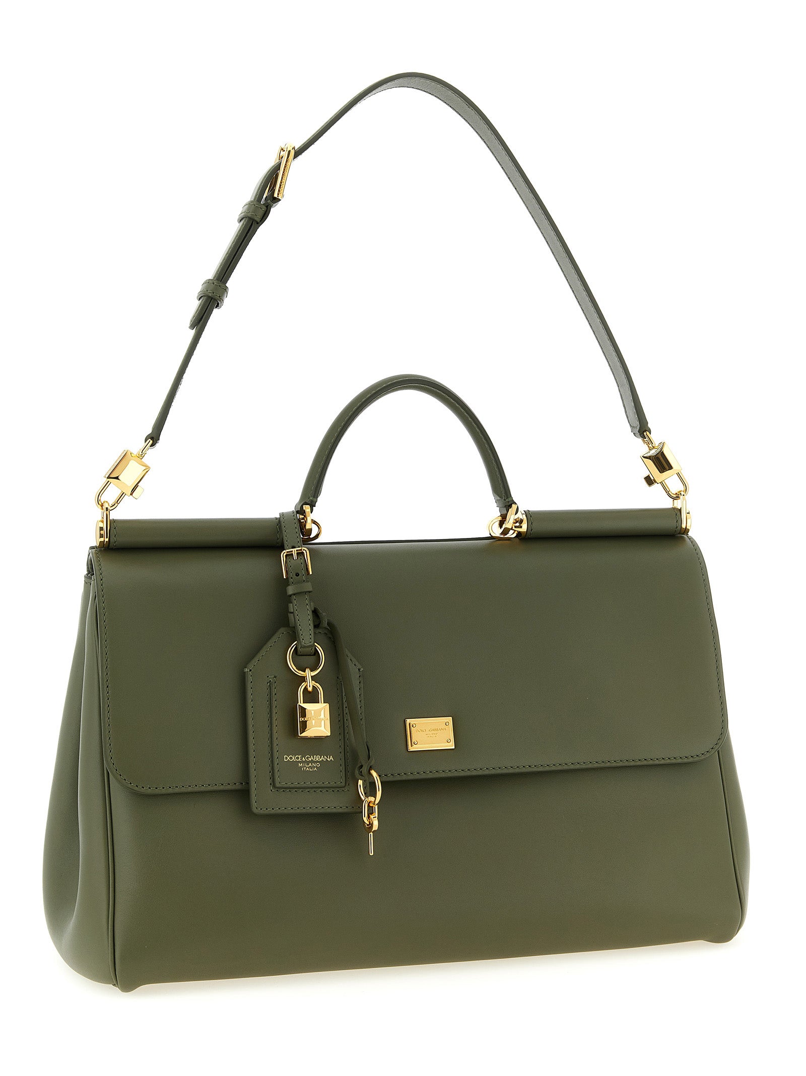 Flap Handbag by Dolce & Gabbana for women in bos taurus calf suede leather bicolour & green presents a ornamental silhouette, showcasing a secure flap & zipper, ample , and versatile shoulder-strap, adjustable-strap & handle for a ornamental finish.