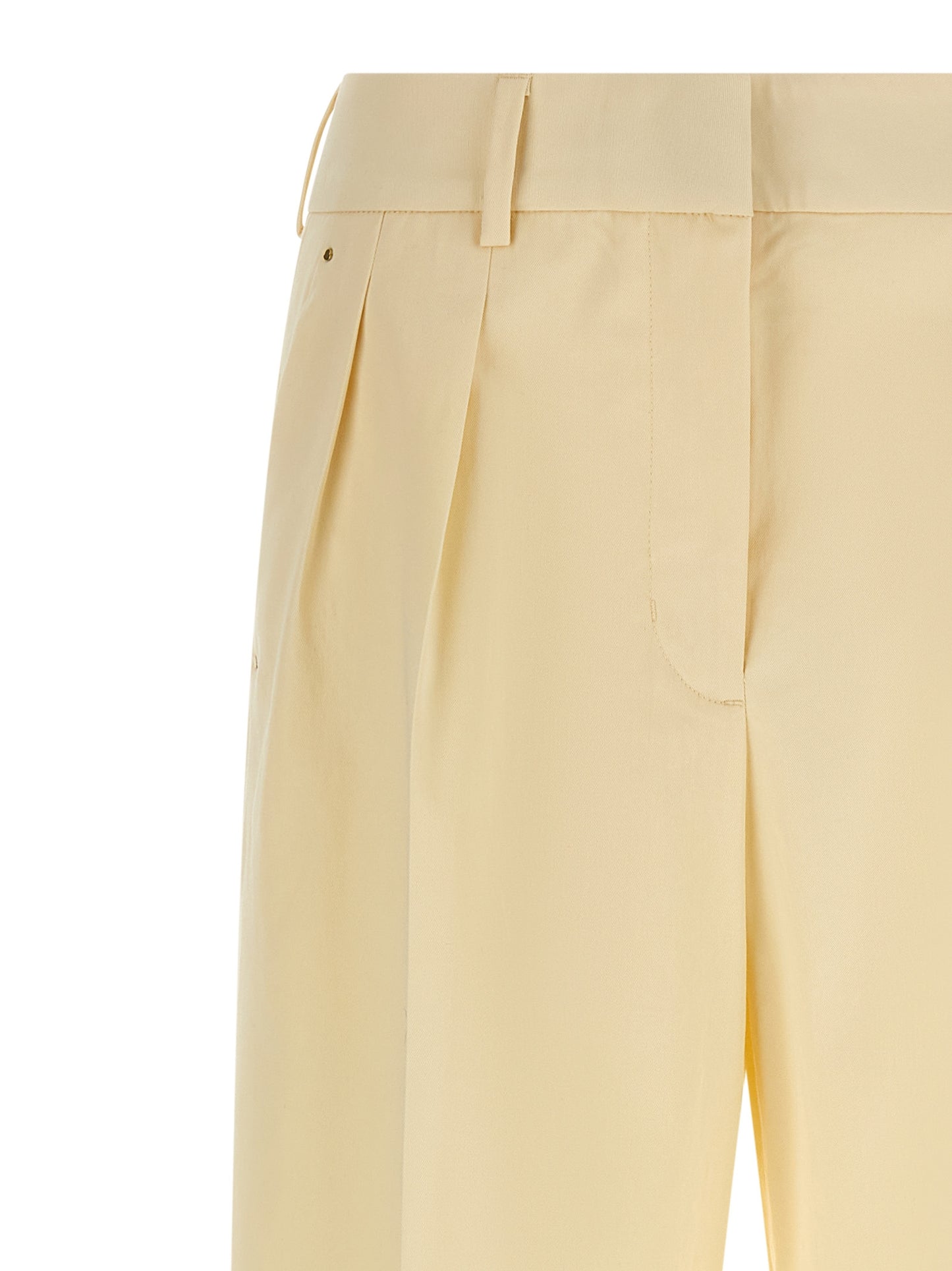 Trousers by Moncler for women in leather & cotton beige features an on trend silhouette, showcasing a sophisticated straight-leg & wide with a long and for an on trend finish.