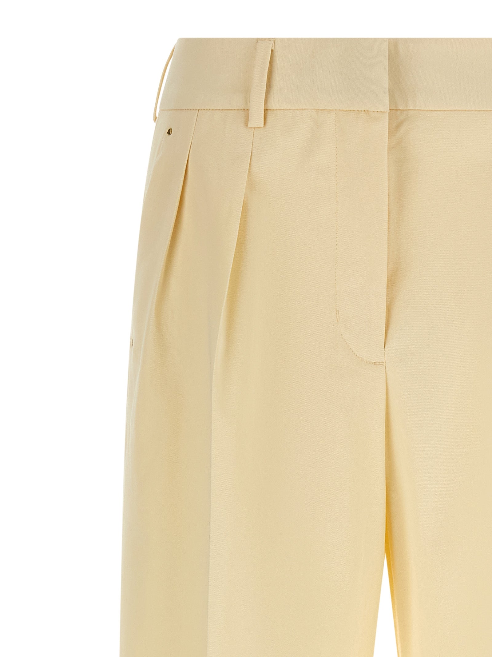 Trousers by Moncler for women in leather & cotton beige features an on trend silhouette, showcasing a sophisticated straight-leg & wide with a long and for an on trend finish.