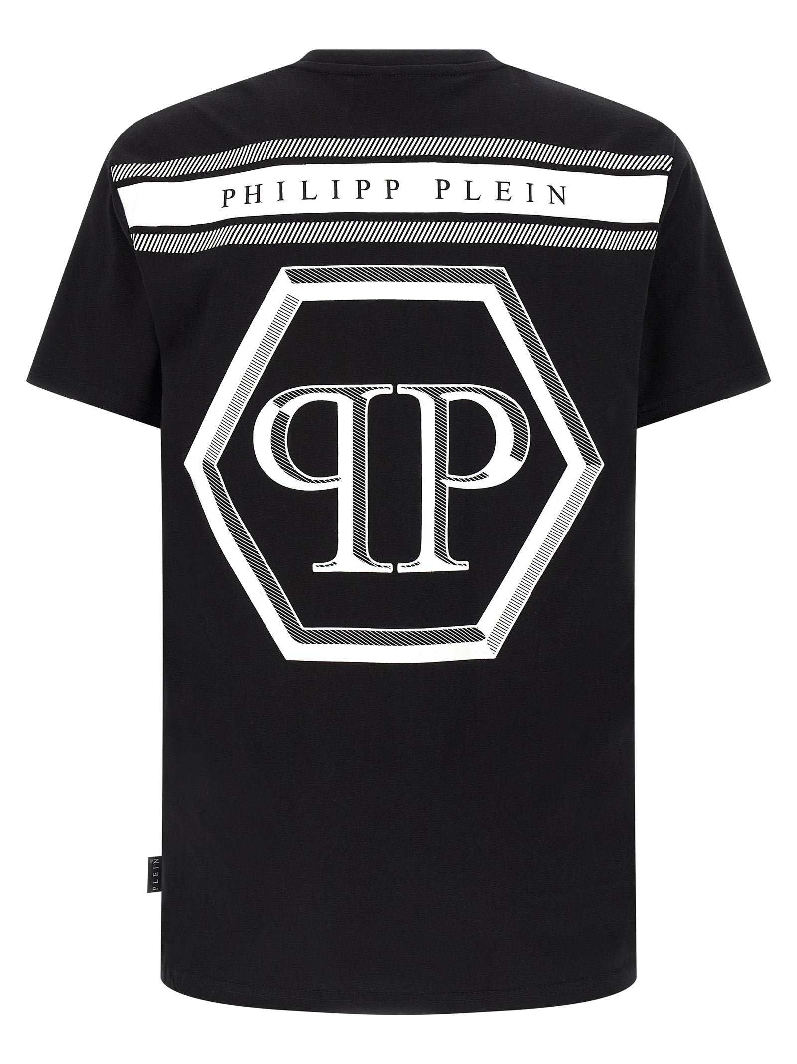 T-Shirt by Philipp Plein for men in cotton black & print features a plush silhouette, showcasing a sophisticated crew neckline and for a truly plush finish.