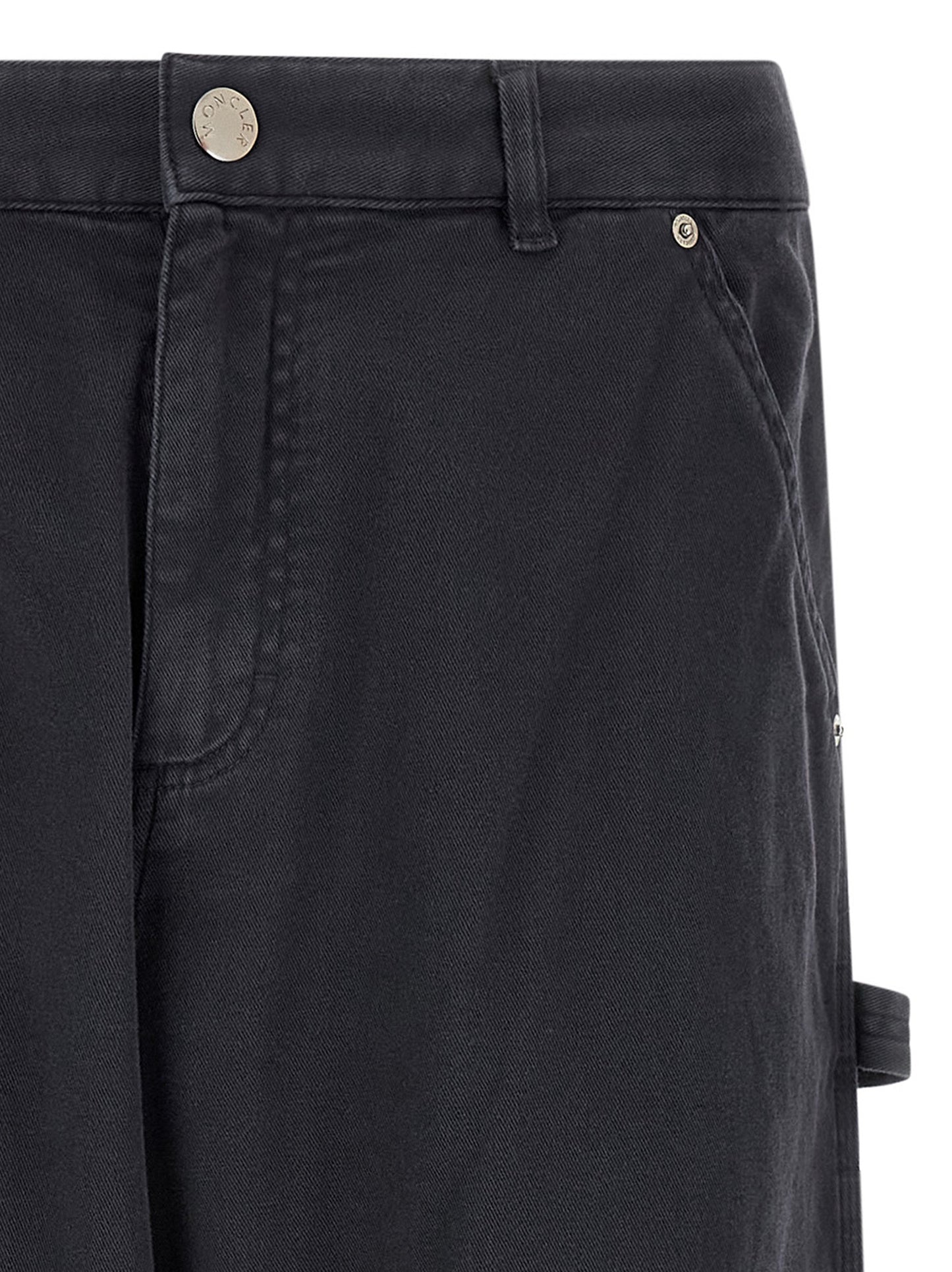Cargo Pants by Moncler for men in stretch cotton felt blue features a architectural straight-leg & wide with a architectural long and architectural .