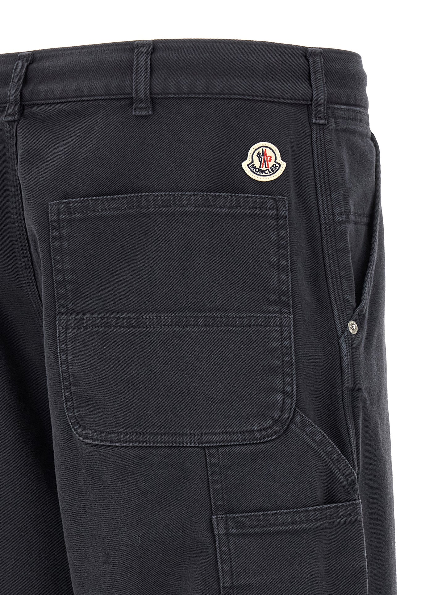 Cargo Pants by Moncler for men in stretch cotton felt blue features an tailored straight-leg & wide with a and long, creating a tailored utilitarian silhouette.