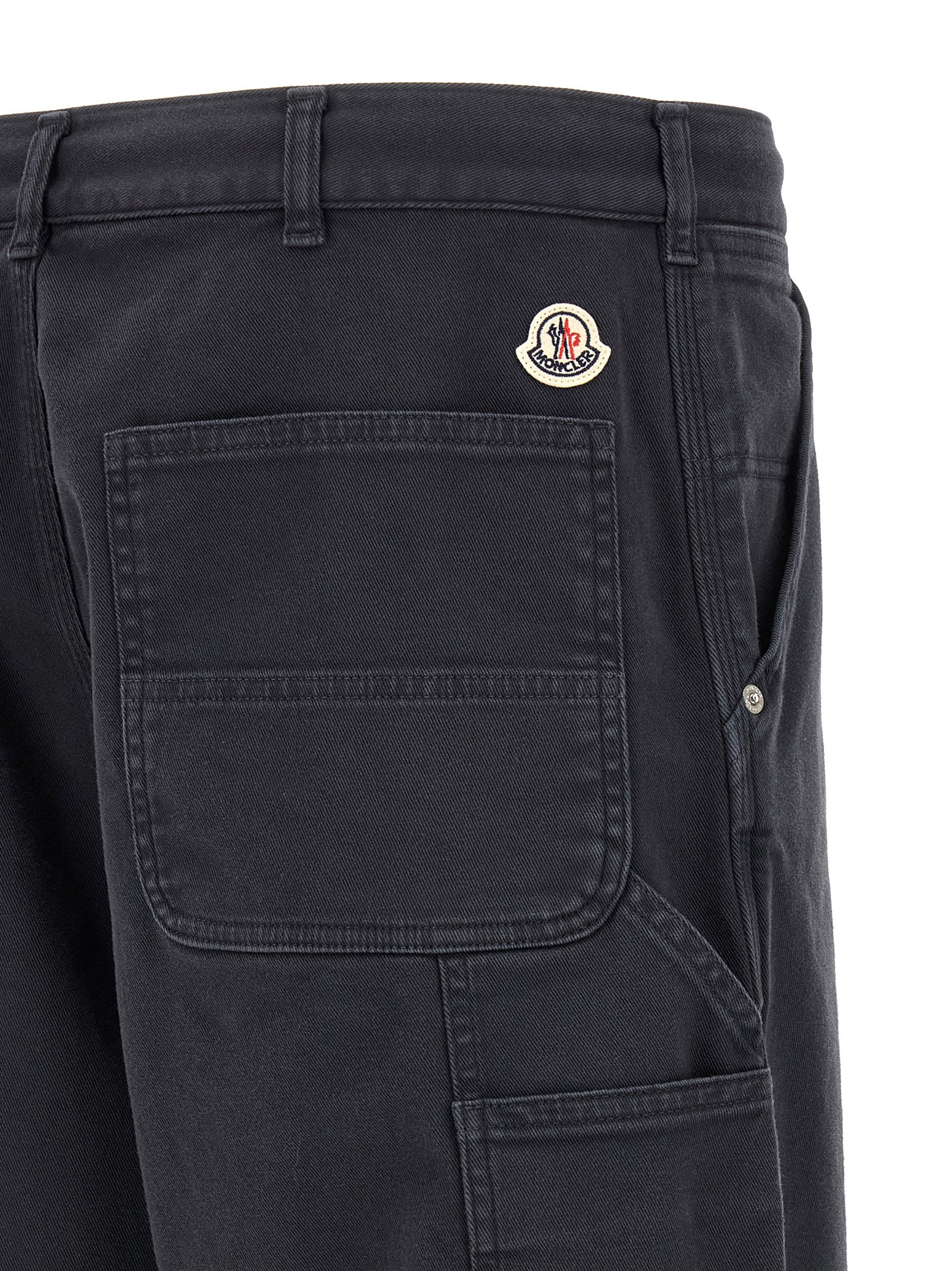 Cargo Pants by Moncler for men in stretch cotton felt blue features an tailored straight-leg & wide with a and long, creating a tailored utilitarian silhouette.