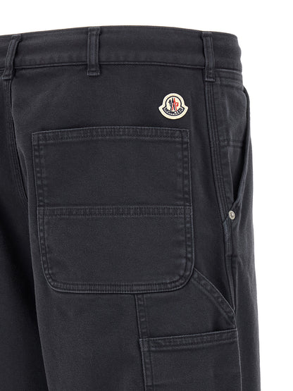 Cargo Pants by Moncler for men in stretch cotton felt blue features an tailored straight-leg & wide with a and long, creating a tailored utilitarian silhouette.