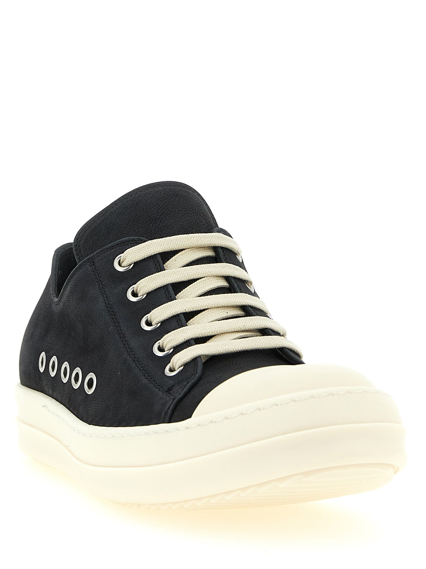 Sneakers by Rick Owens for women in bos taurus calfskin leather black features a chic design, perfectly showcasing the chic low-top style of this Women's Low Top Bos Taurus Calfskin Leather Sneakers.