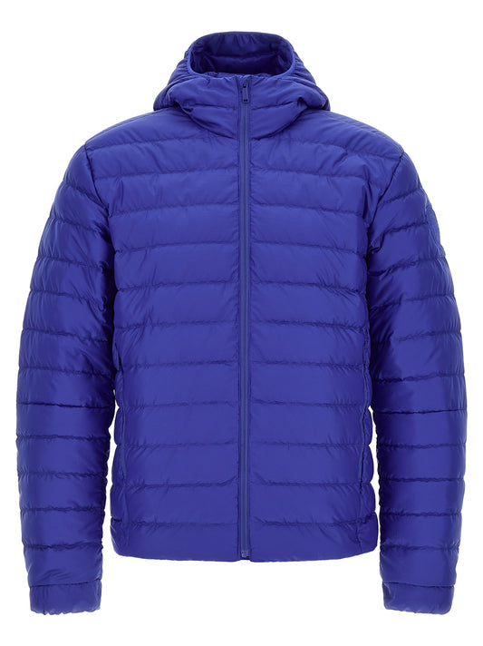 Hooded Overcoat by Canada Goose for men in plush polyamide & goose-down blue features an voluminous silhouette, showcasing distinct lightweight, pockets, hooded & insulated and a voluminous hooded neckline for a truly voluminous aesthetic.