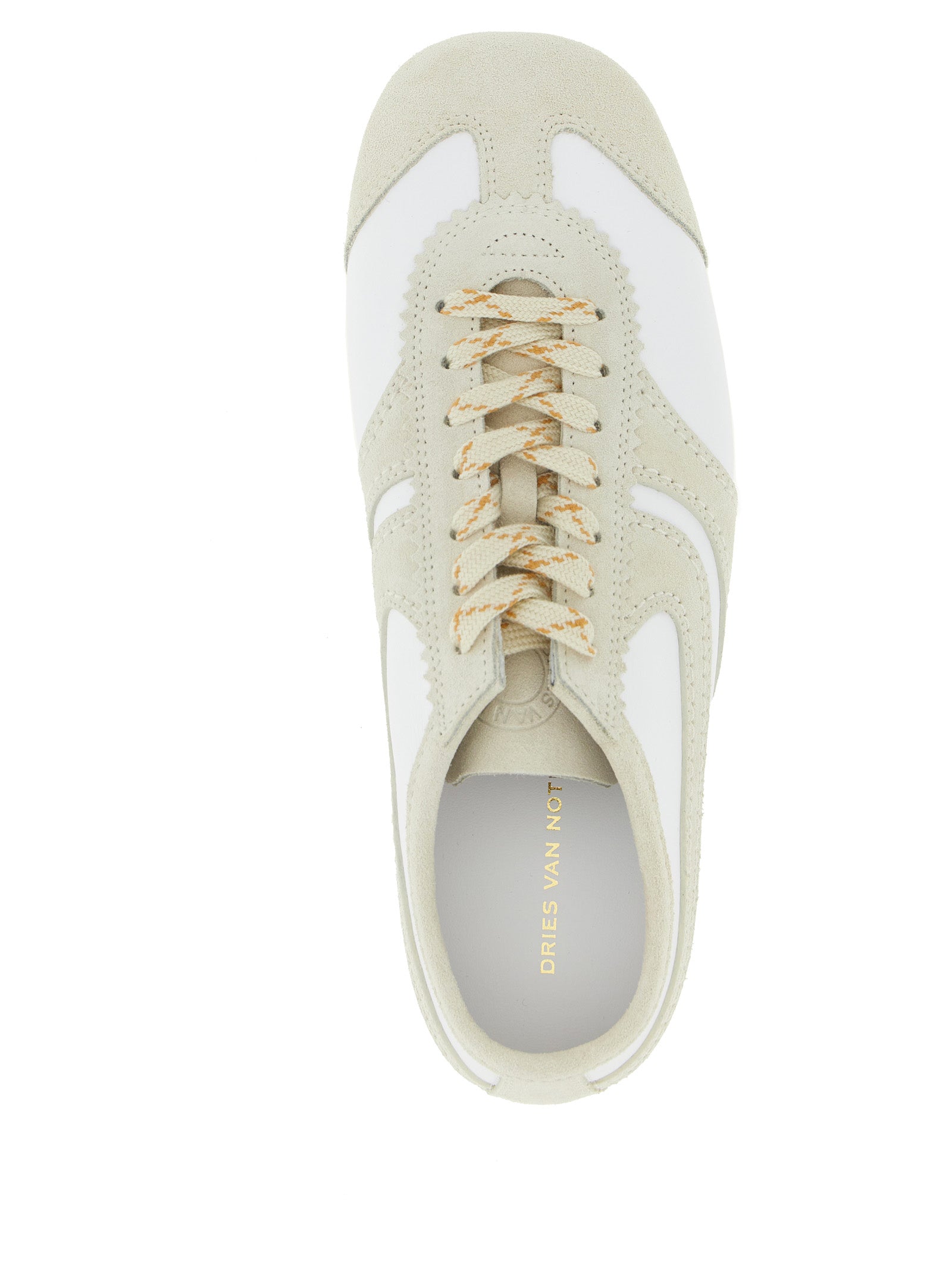 Sneakers by Dries Van Noten for men in suede cowhide leather beige features an timeless silhouette from the Men's Low Top Suede Cowhide leather Sneakers collection, showcasing a signature low-top style with an timeless finish.