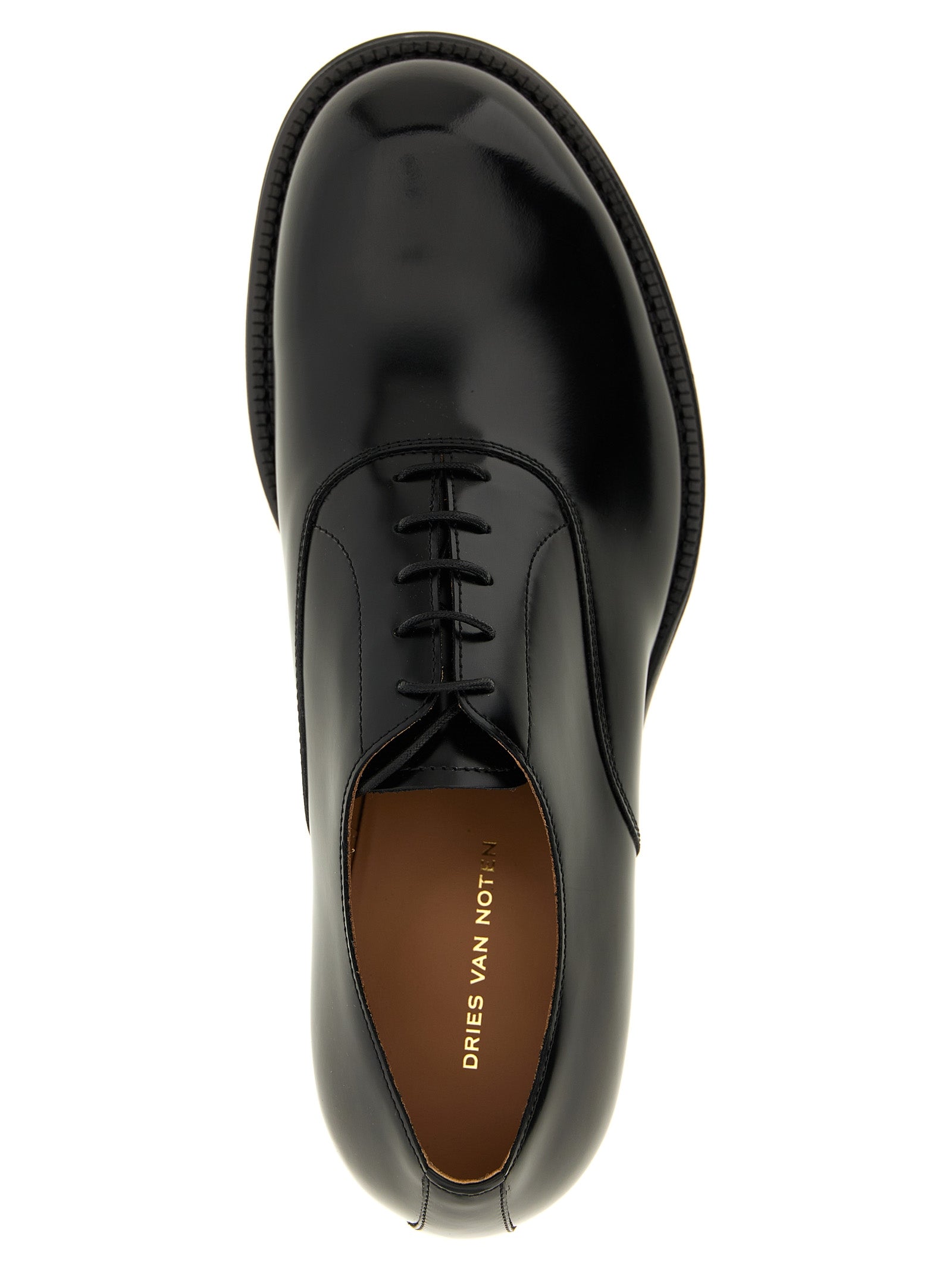Derby Lace-Up Shoes by Dries Van Noten for men in calfskin leather black showcases a impeccable silhouette as Men's Calfskin Leather Derby Lace-Up Shoes, artfully designed with a impeccable and refined for a impeccable finish.