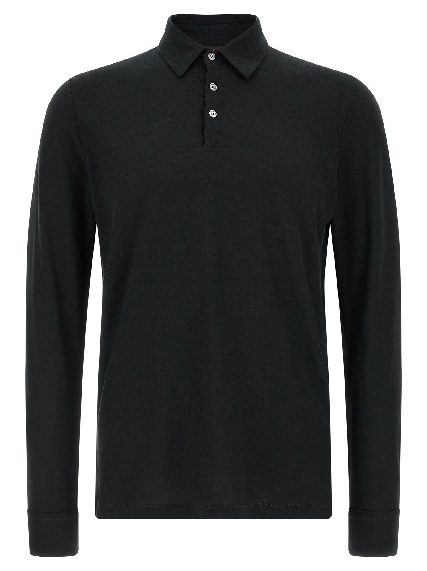 Polo Shirt by ZANONE for men in cotton black presents a crisp silhouette, artfully detailed with a crisp and crisp .