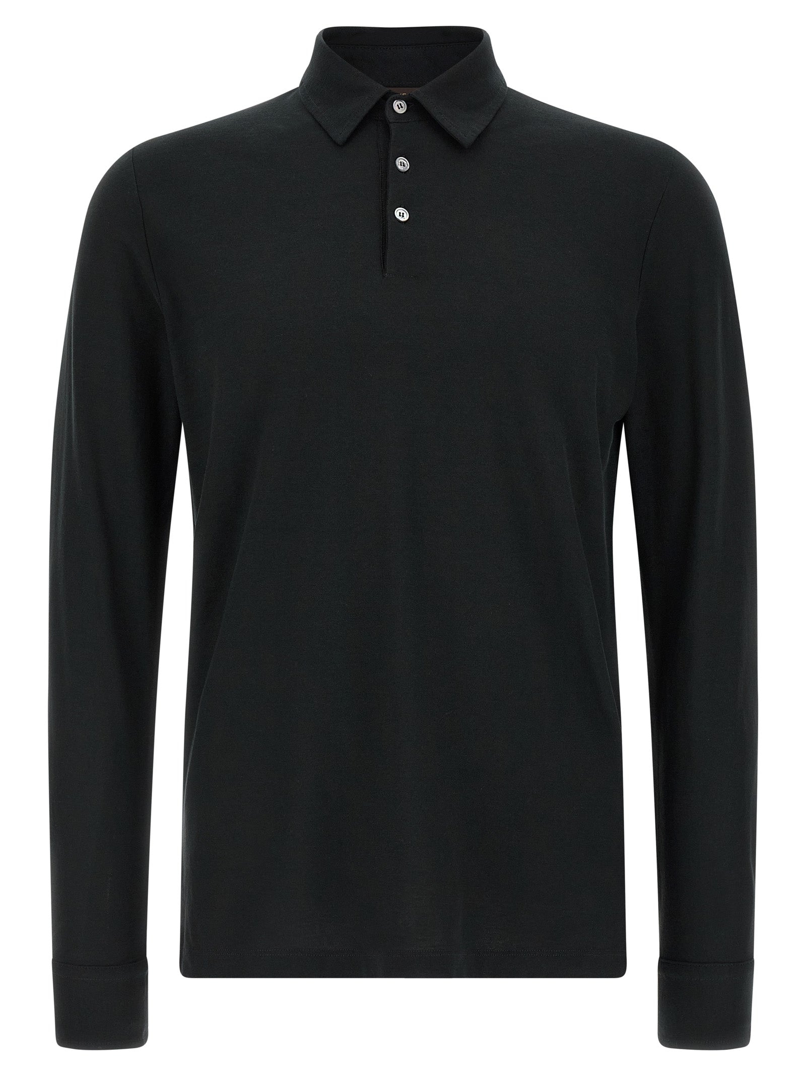 Polo Shirt by ZANONE for men in cotton black presents a crisp silhouette, artfully detailed with a crisp and crisp .