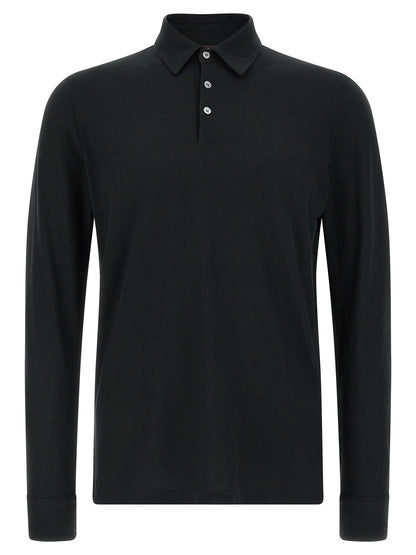 Polo Shirt by ZANONE for men in cotton black presents a crisp silhouette, artfully detailed with a crisp and crisp .