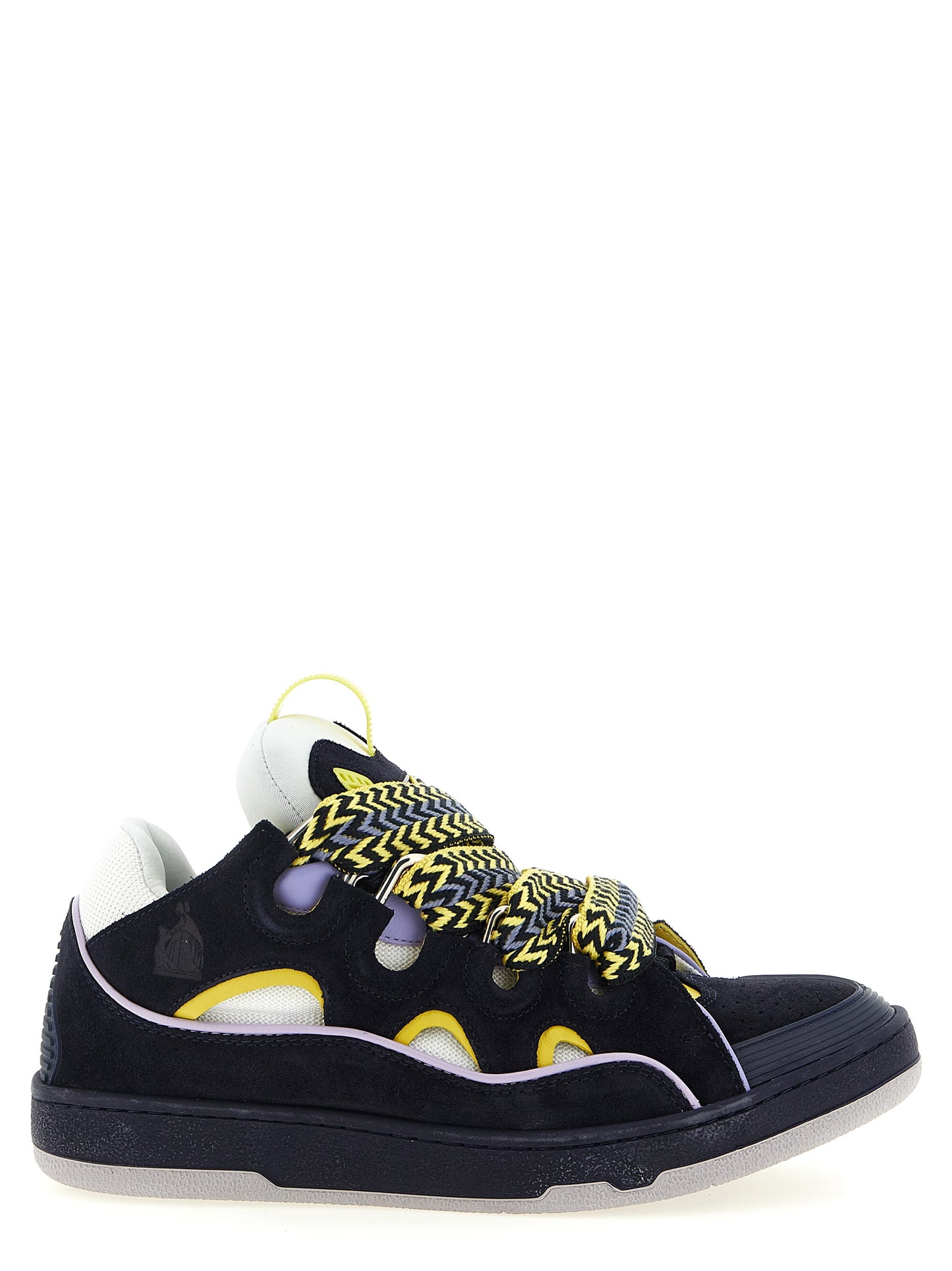 Athletic Sneakers by Lanvin for men in suede calfskin leather & polyester blue & herringbone presents a sleek silhouette, perfectly capturing the athletic style essence of Men's Athletic Suede Calfskin Leather & Polyester Sneakers with its sleek design and premium finish.