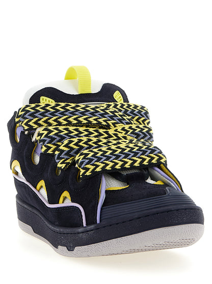 Athletic Sneakers by Lanvin for men in suede calfskin leather & polyester blue & herringbone features an timeless silhouette from the Men's Athletic Suede Calfskin Leather & Polyester Sneakers collection, showcasing a timeless athletic style for a timeless look.