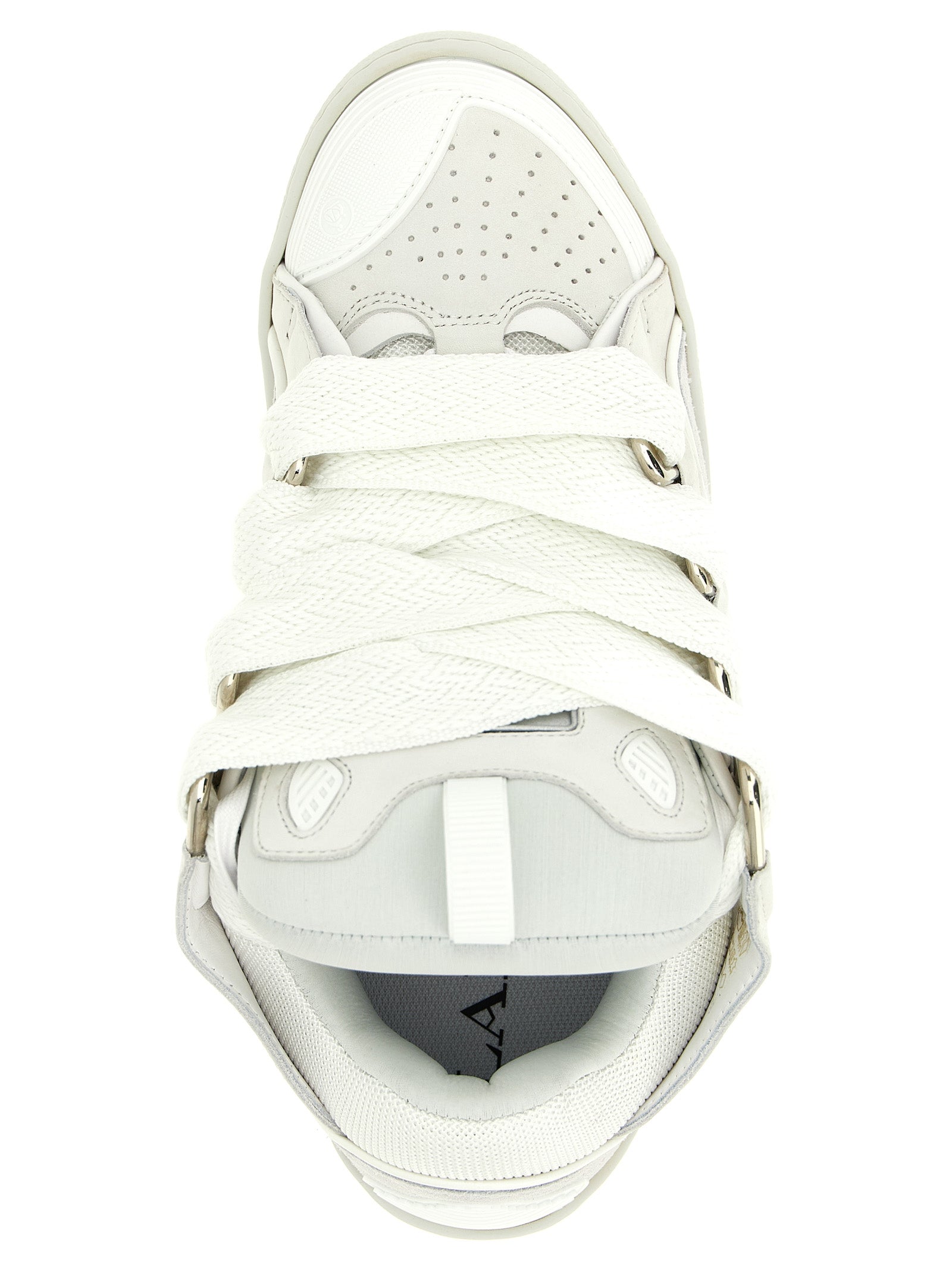 Sneakers by Lanvin for men in suede calfskin leather & polyester white & herringbone features an fashionable silhouette, showcasing the premium Men's Chunky Suede Calfskin Leather & Polyester Sneakers in a fashionable chunky style that offers a fashionable finish for refined style.