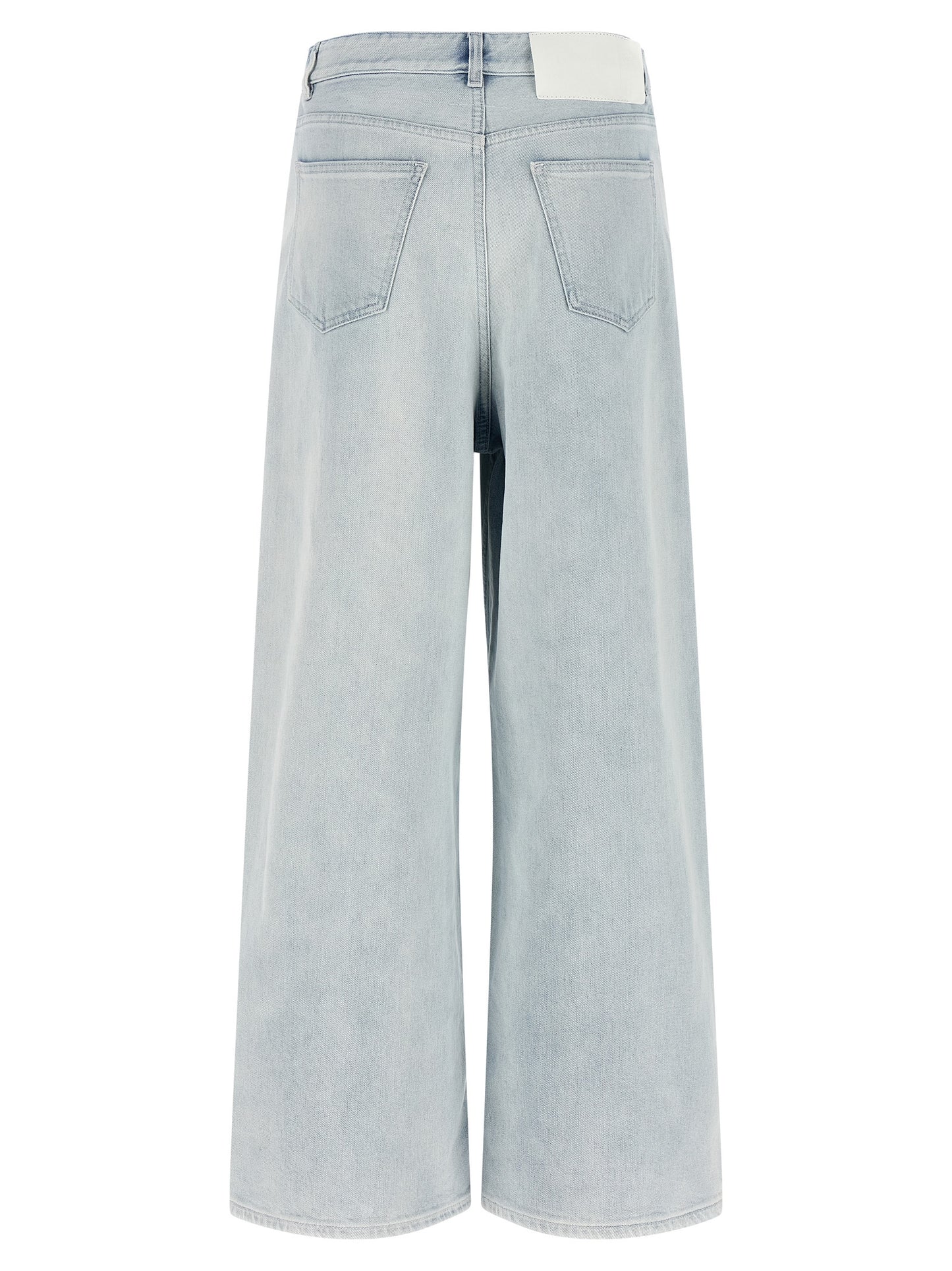 Jeans by MM6 Maison Margiela for women in stretch denim cotton light-blue, white & signature features an sophisticated and straight-leg & relaxed-fit with a precise long, creating a sophisticated and sophisticated silhouette.