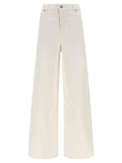 Jeans by Golden Goose for women in denim cotton white features an refined tailoring silhouette, showcasing a premium straight-leg, relaxed-fit, wide & boyfriend with a and long cut for a refined tailoring look.