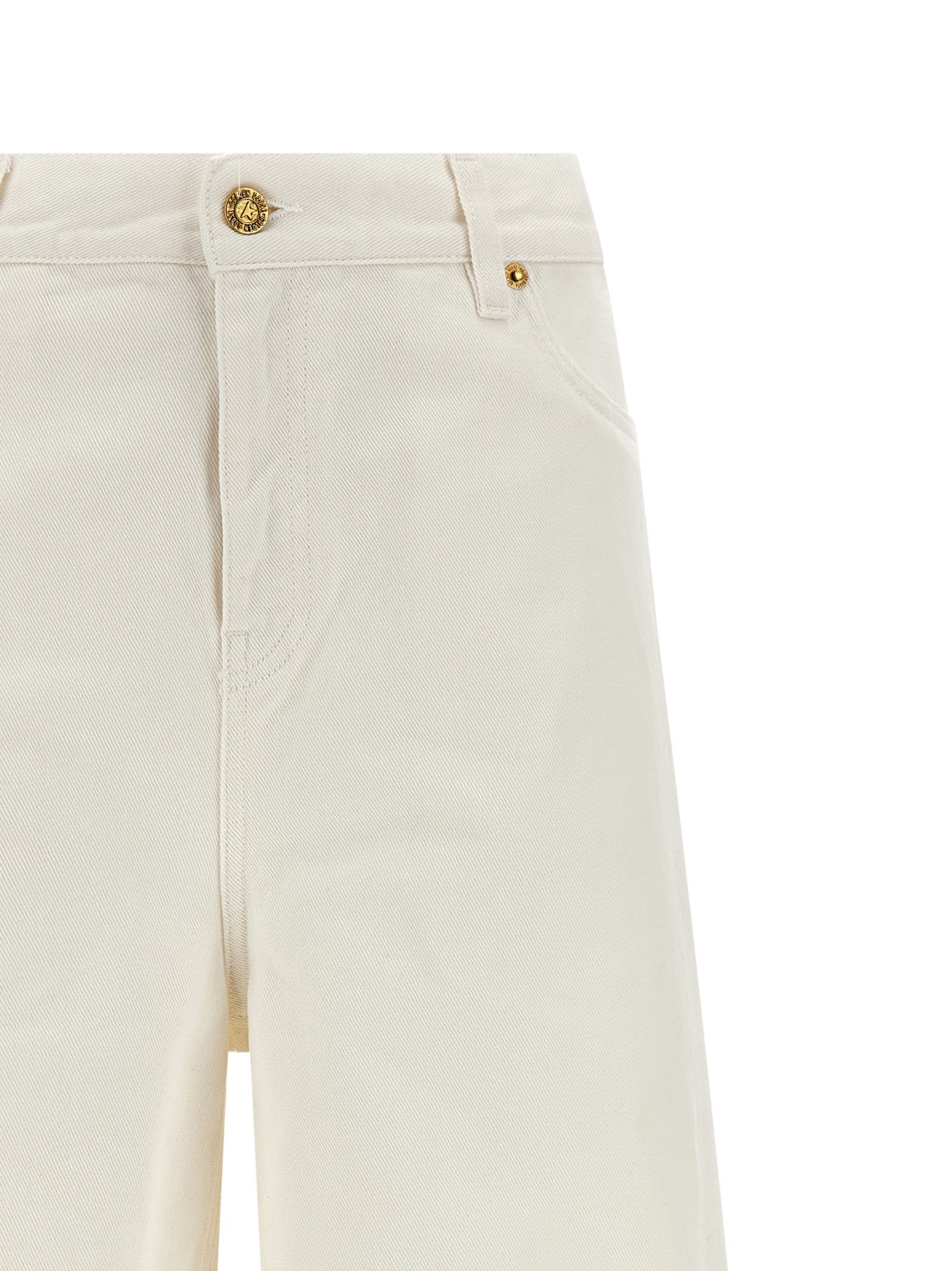 Jeans by Golden Goose for women in denim cotton white presents a tailored silhouette, showcasing a tailored straight-leg, relaxed-fit, wide & boyfriend and long cut with a refined for a truly tailored aesthetic.