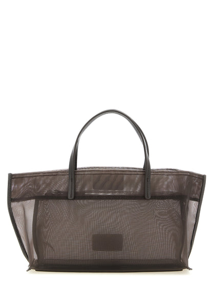 Mini Shopper Tote Clutch Bag by Staud for women in polyamide leather & mesh brown, transparent & signature showcases a urban-chic Christos Polyamide Leather & Mesh Mini Shopper Tote Clutch Bag design, featuring a secure , ample , and versatile handle for a urban-chic finish.