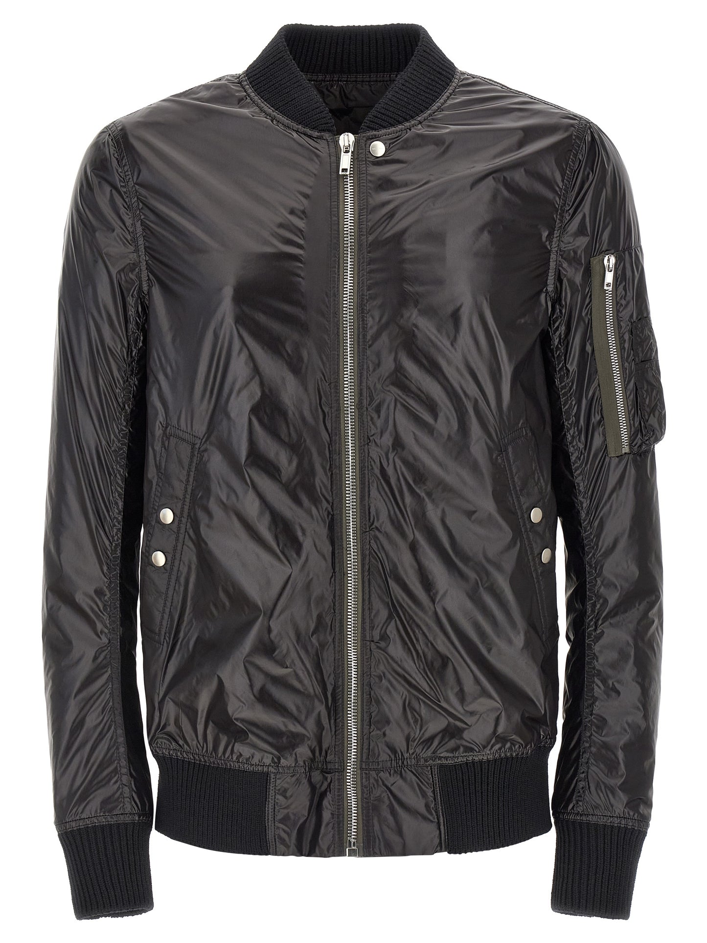 Bomber Jacket by Rick Owens for men in nylon black presents a effortlessly chic silhouette, showcasing a sophisticated and premium pockets for a truly effortlessly chic finish.