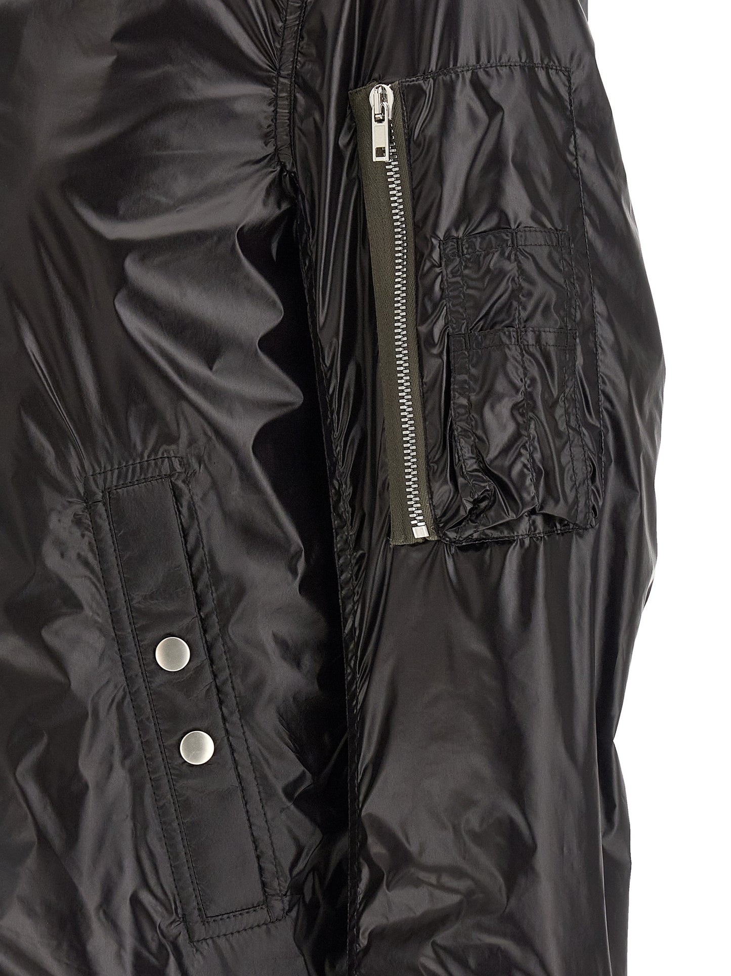 Bomber Jacket by Rick Owens for men in nylon black features a city-ready silhouette, detailed with pockets and a city-ready .