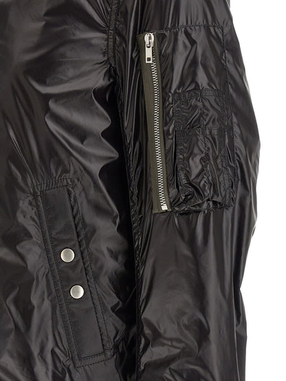 Bomber Jacket by Rick Owens for men in nylon black features a city-ready silhouette, detailed with pockets and a city-ready .