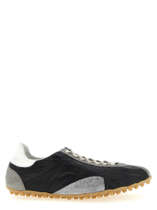Athletic Sneakers by Maison Margiela for men in capra leather & cashmere multicolor & signature features an exquisite silhouette, showcasing the premium athletic style of the Men's Athletic Capra Leather & Cashmere Sneakers with an exquisite finish.