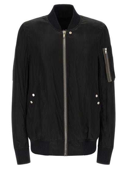 Bomber Jacket by Rick Owens for men in nylon & cupro black & copper features an contemporary silhouette, showcasing a sophisticated and contemporary pockets & insulated for a truly refined look.