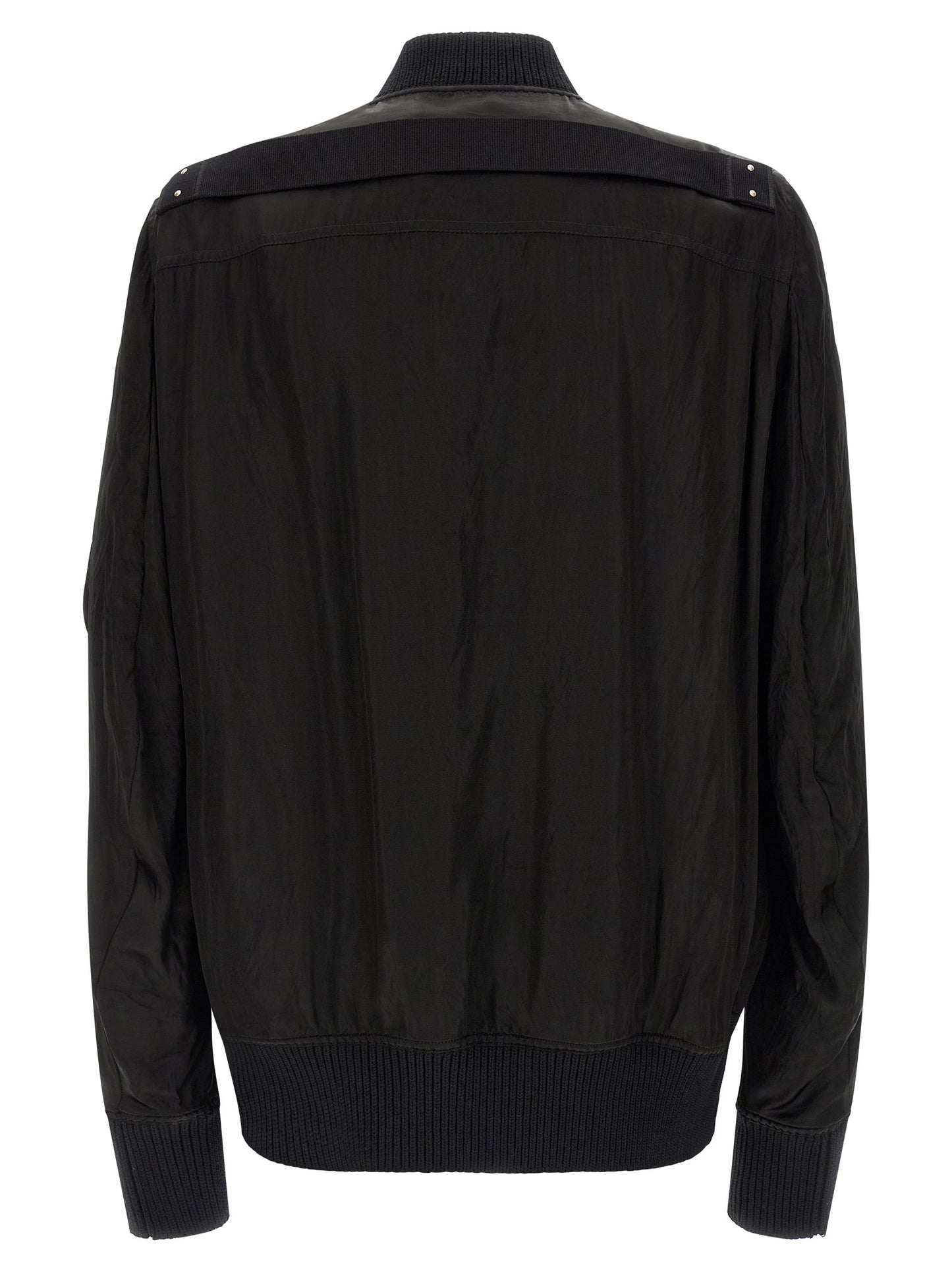 Bomber Jacket by Rick Owens for men in nylon & cupro black & copper features an on trend silhouette, showcasing refined pockets & insulated and a sophisticated for a truly on trend finish.
