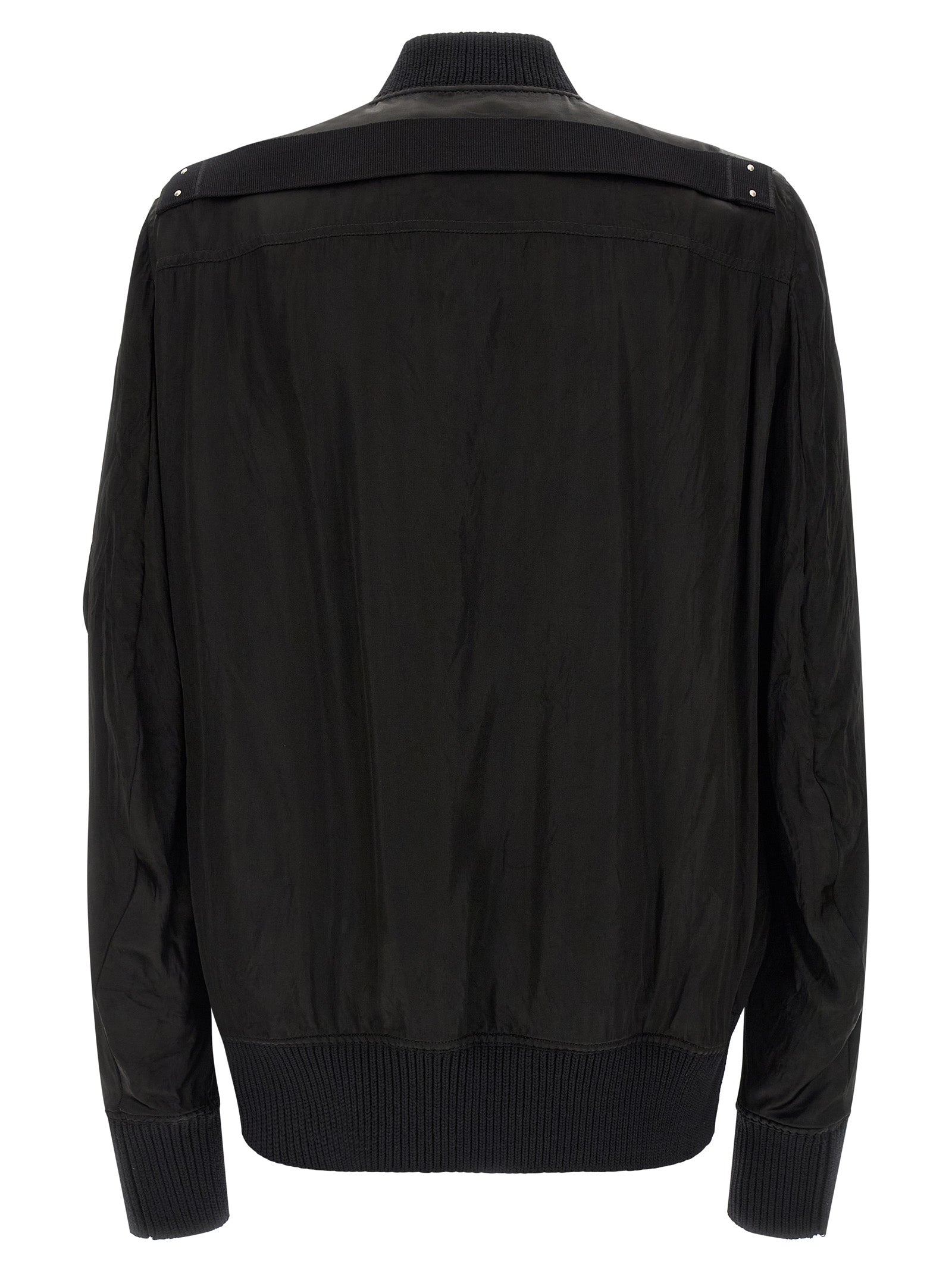 Bomber Jacket by Rick Owens for men in nylon & cupro black & copper features an on trend silhouette, showcasing refined pockets & insulated and a sophisticated for a truly on trend finish.