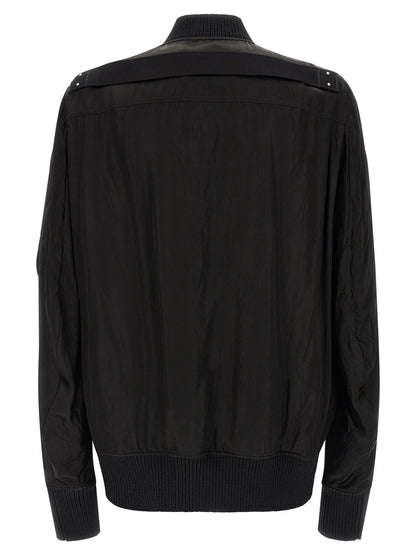 Bomber Jacket by Rick Owens for men in nylon & cupro black & copper features an on trend silhouette, showcasing refined pockets & insulated and a sophisticated for a truly on trend finish.