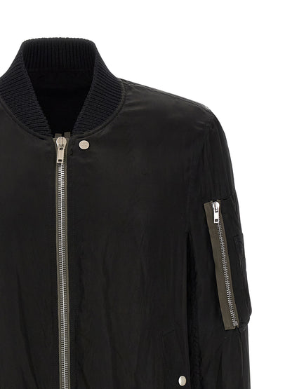 Bomber Jacket by Rick Owens for men in nylon & cupro black & copper presents a effortlessly chic silhouette, showcasing a sophisticated and premium pockets & insulated for a truly effortlessly chic finish.