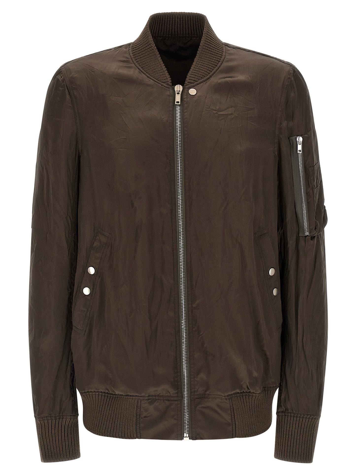 Bomber Jacket by Rick Owens for men in nylon & cupro brown & copper features an contemporary silhouette, showcasing a sophisticated and contemporary pockets & insulated for a truly refined look.