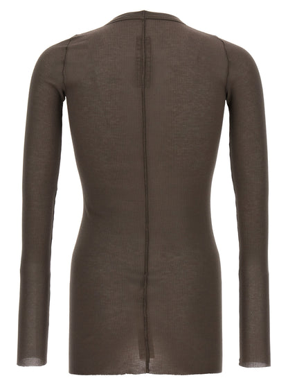 T-Shirt by Rick Owens for men in silk & viscose gray showcases a chic silhouette, artfully detailed with a chic crew neckline and for a chic finish.