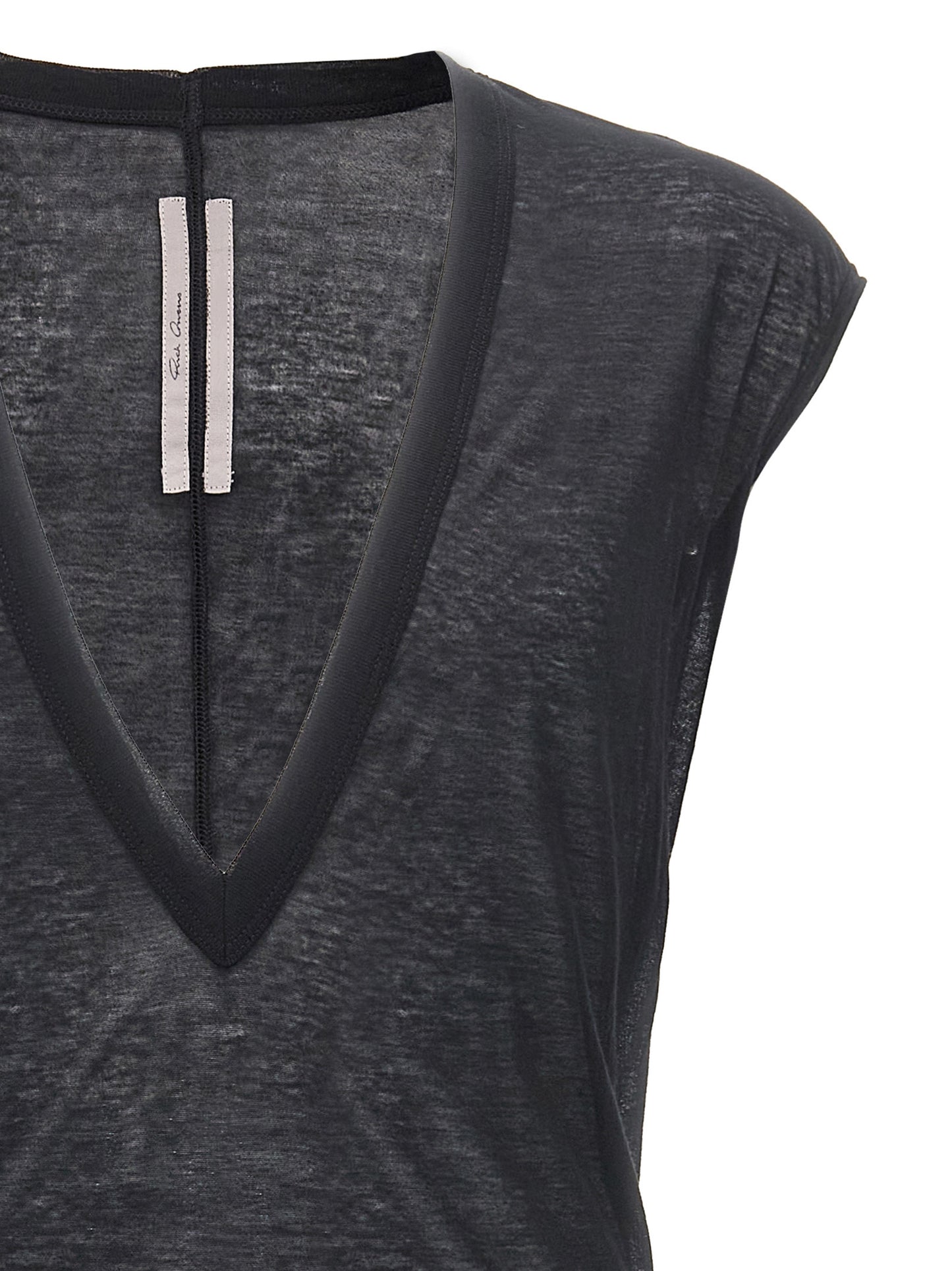 T-Shirt by Rick Owens for men in cotton black & transparent showcases a fashionable silhouette, elegantly detailed with a fashionable and for a sophisticated, high-fashion look.