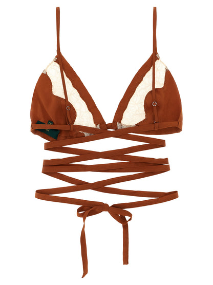 Bra by MAISON JEJIA for women in silk brown features a discreet silhouette, showcasing the discreet design and fit of this Women's Silk Bra.