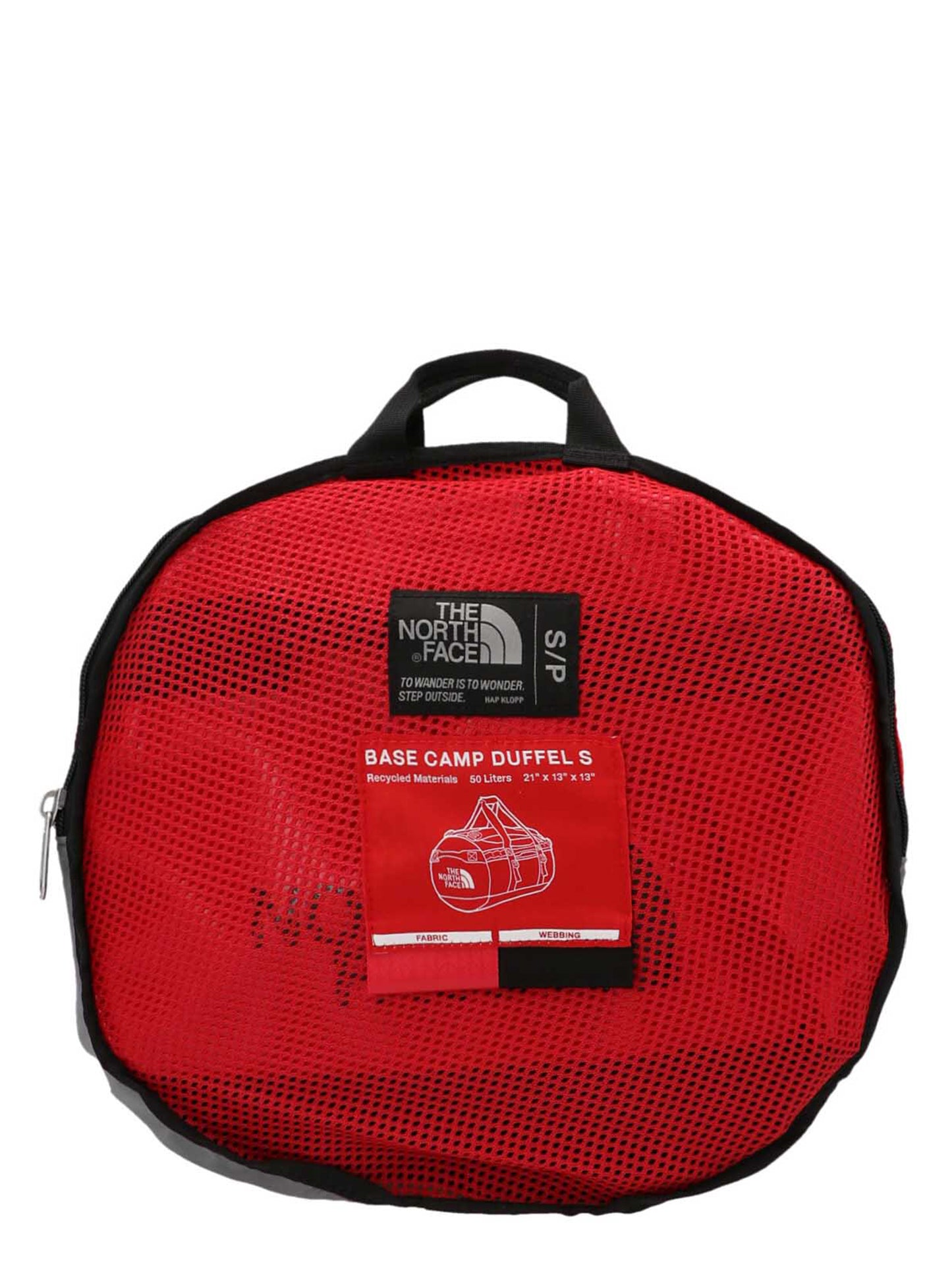 Backpack by The North Face for unisex in lyocell polyester mesh multicolor, red & transparent features a utilitarian chic Base Camp Duffel Lyocell Polyester Mesh Backpack design with a secure , ample document-holder, and versatile backpack-strap, adjustable-strap & handle for a utilitarian chic finish.