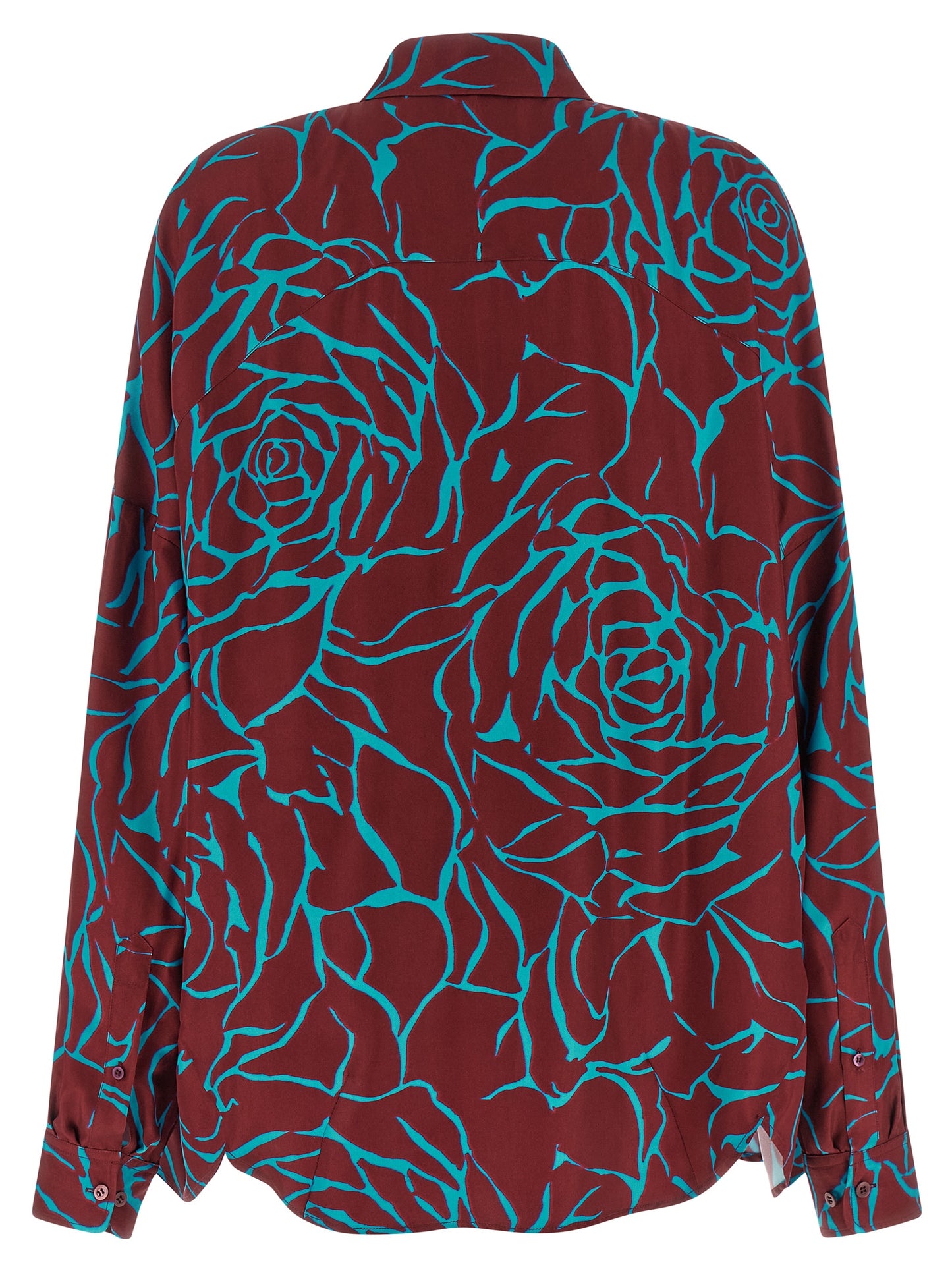 Dries Van Noten Women's Long-Sleeve Viscose Blouse - Bordeaux Floral Print