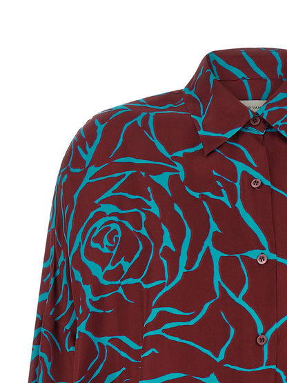 Dries Van Noten Women's Long-Sleeve Viscose Blouse - Bordeaux Floral Print