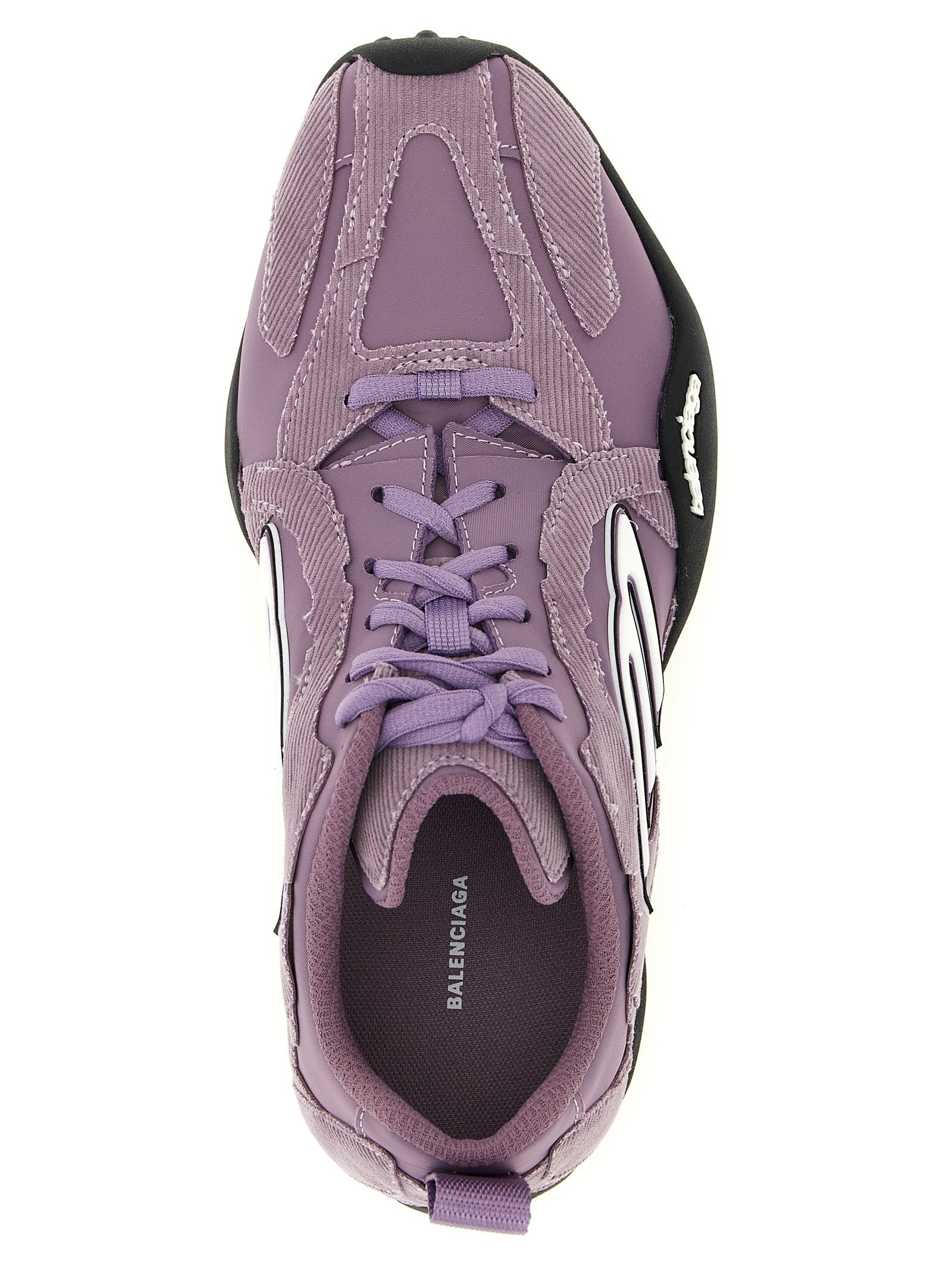 Athletic Sneakers by Balenciaga for women in polyester & cotton purple & patterned presents a sleek silhouette, perfectly capturing the athletic style essence of Women's Athletic Polyester & Cotton Sneakers with its sleek design and premium finish.